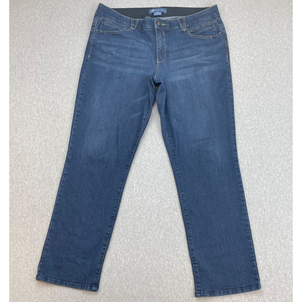 Democracy Jeans Womens 16 Blue Cotton Blue Stretch Mid-Rise Straight